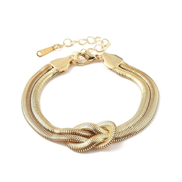 Elegant Gold Knot Snake Chain Bracelet - Picture 2 of 2